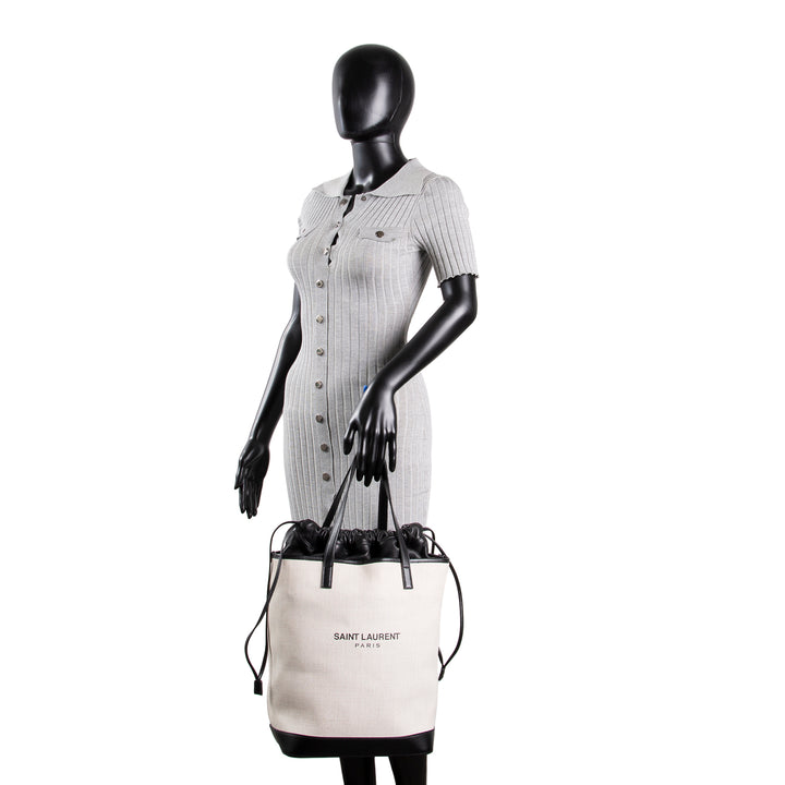 SAINT LAURENT Canvas Teddy Tote - Beige