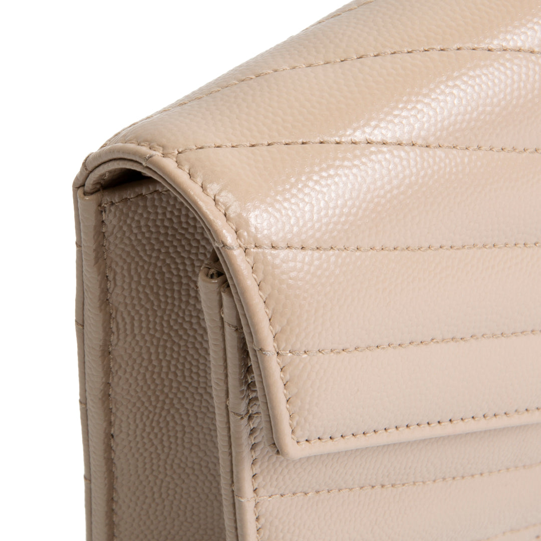 SAINT LAURENT Envelope Cassandre Chain Wallet - Nude