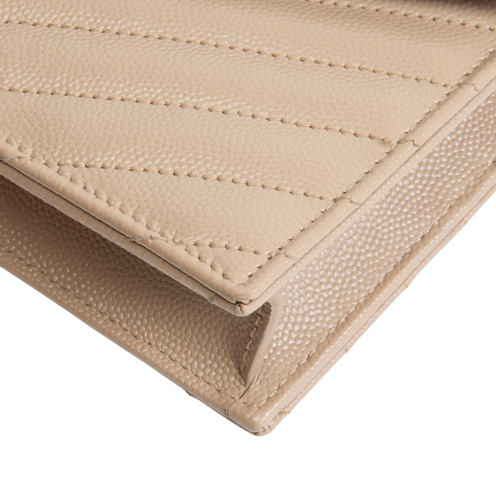 SAINT LAURENT Envelope Cassandre Chain Wallet - Nude