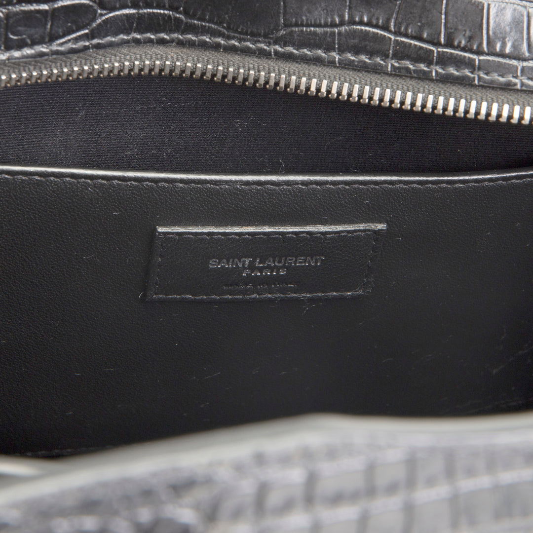 SAINT LAURENT Embossed Uptown Medium Tote - Black OUTLET FINAL SALE