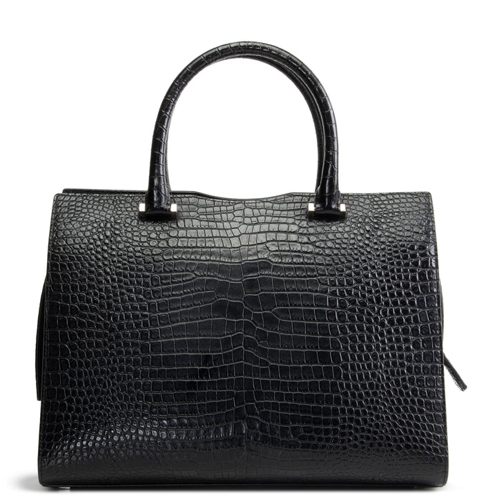 SAINT LAURENT Embossed Uptown Medium Tote - Black OUTLET FINAL SALE