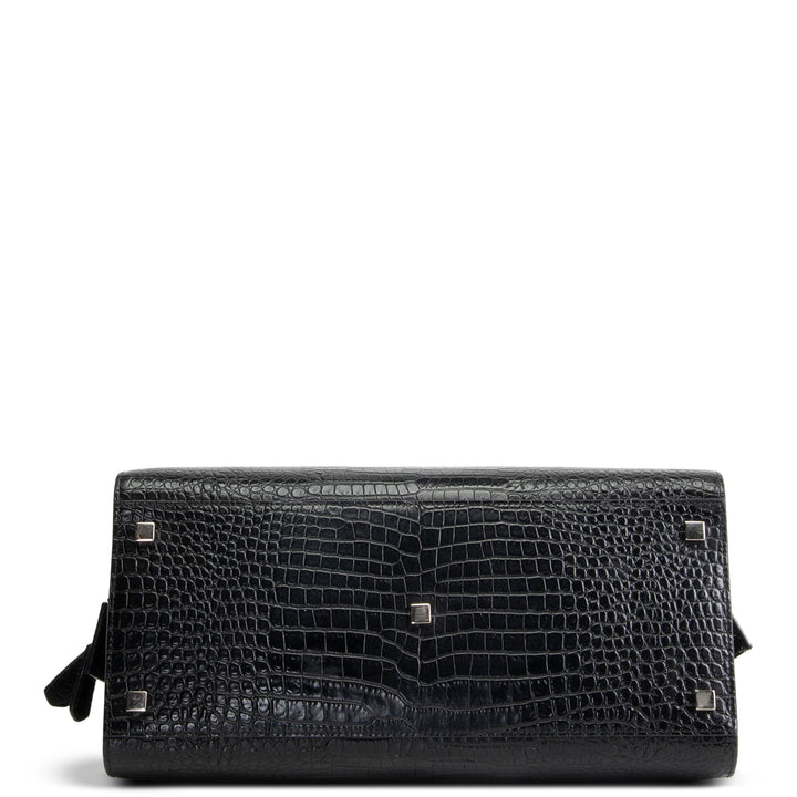 SAINT LAURENT Embossed Uptown Medium Tote - Black OUTLET FINAL SALE