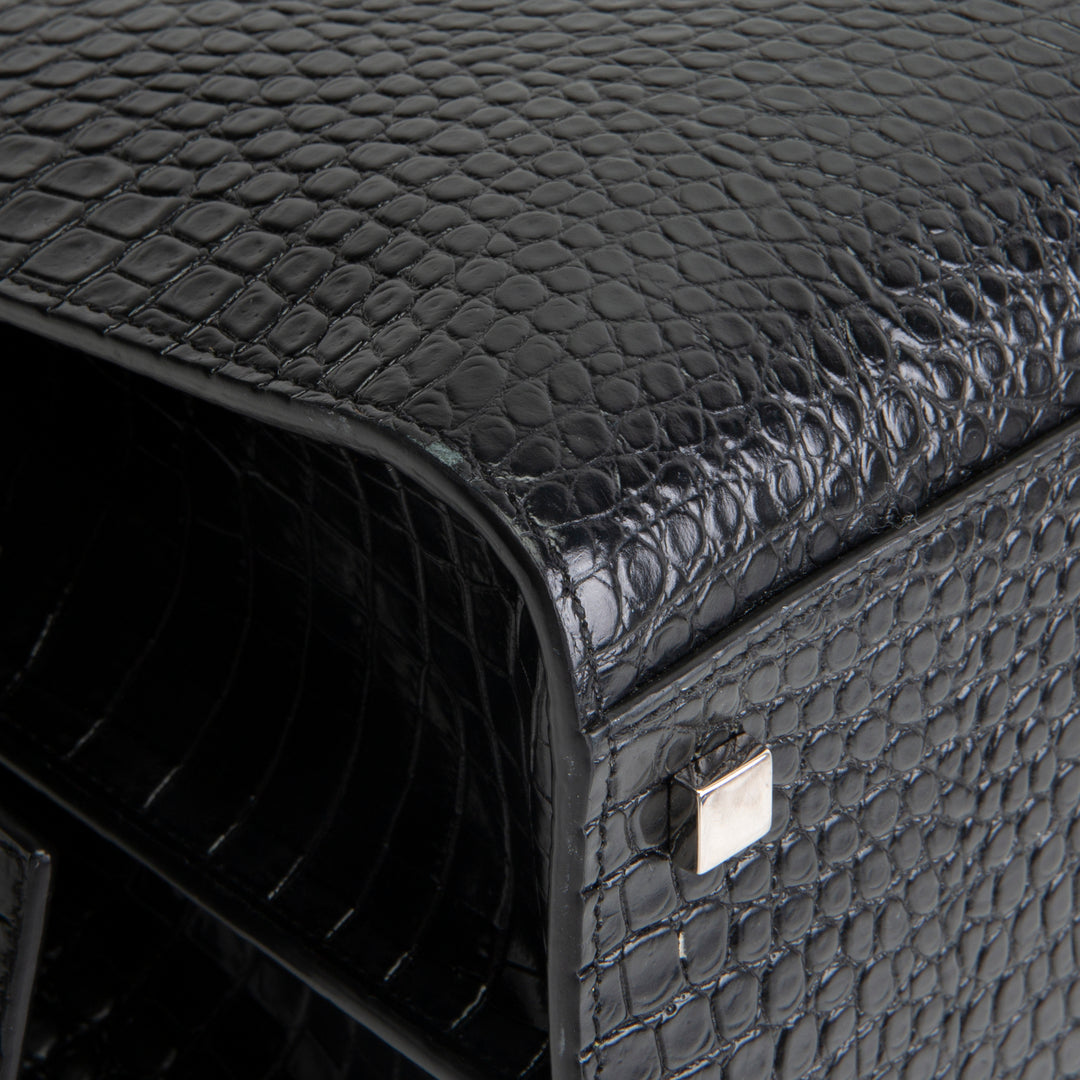 SAINT LAURENT Embossed Uptown Medium Tote - Black OUTLET FINAL SALE
