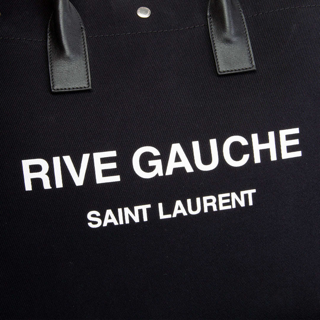 SAINT LAURENT Canvas Rive Gauche North South Tote - Black