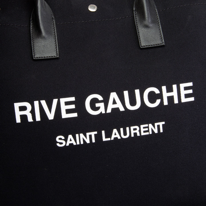 SAINT LAURENT Canvas Rive Gauche North South Tote - Black