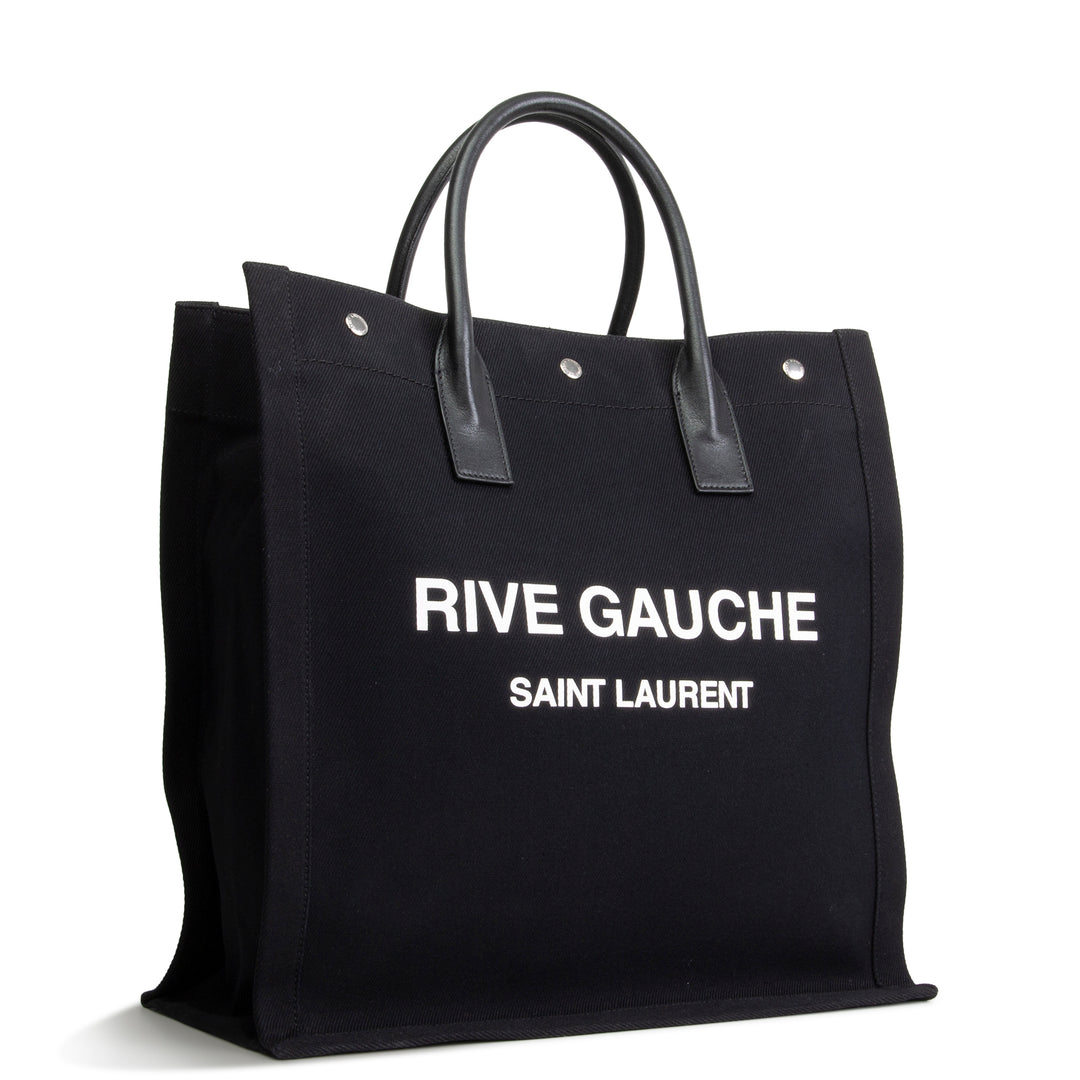 SAINT LAURENT Canvas Rive Gauche North South Tote - Black