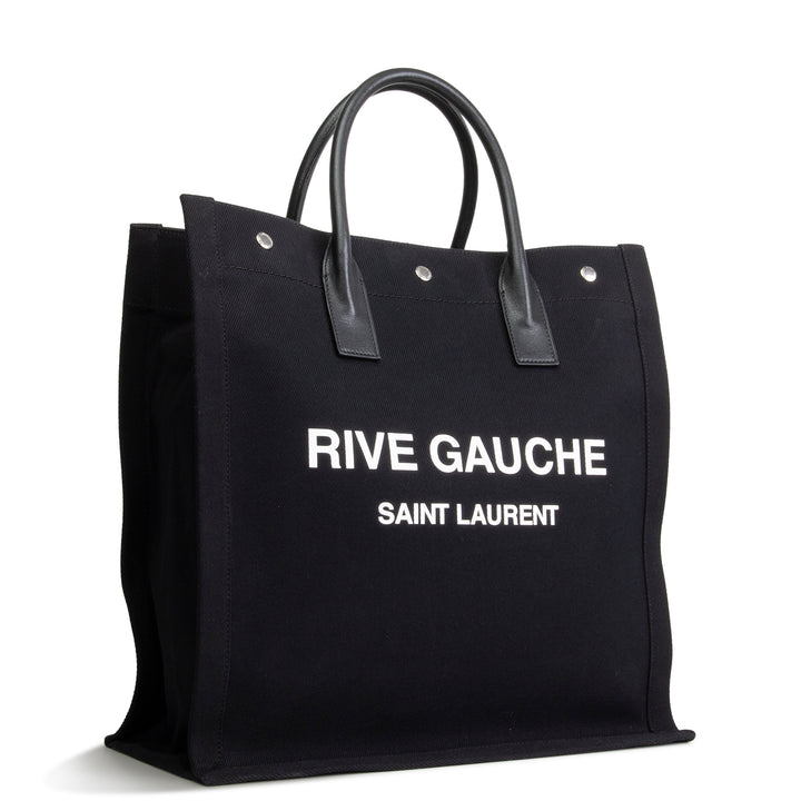 SAINT LAURENT Canvas Rive Gauche North South Tote - Black