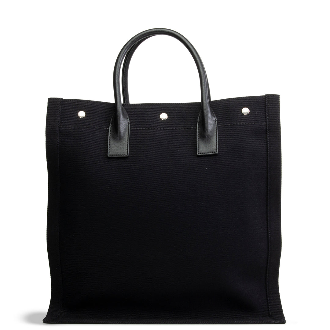 SAINT LAURENT Canvas Rive Gauche North South Tote - Black