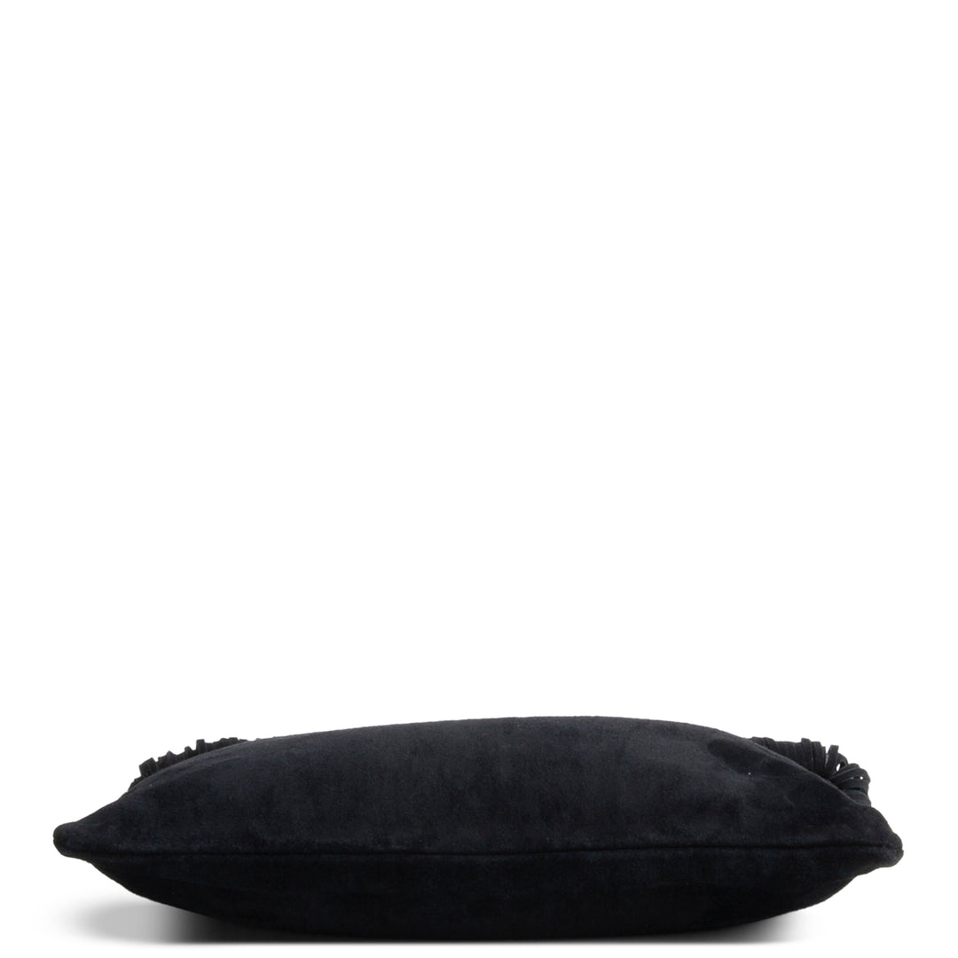 SAINT LAURENT Suede Grace Fringe Hobo - Black