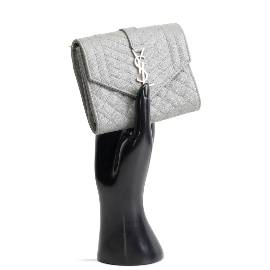 SAINT LAURENT Triquilt Envelope Wallet - Grey