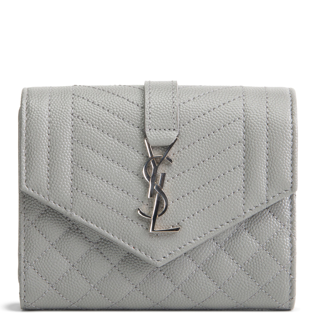 SAINT LAURENT Triquilt Envelope Wallet - Grey