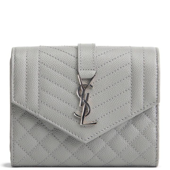 SAINT LAURENT Triquilt Envelope Wallet - Grey