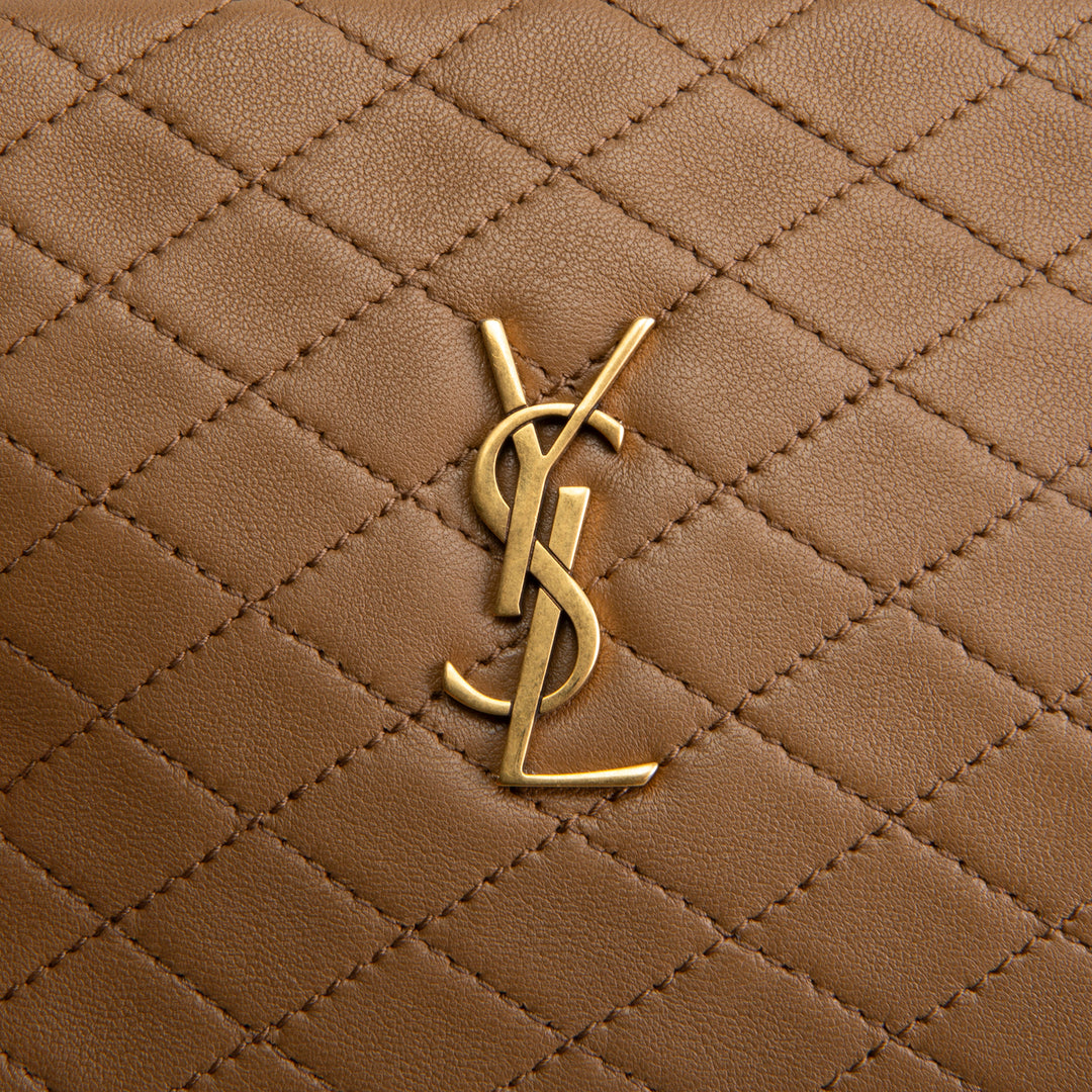 SAINT LAURENT Gaby Zipped Pouch Chain Mini - Dark Cork