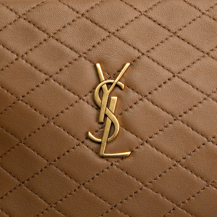SAINT LAURENT Gaby Zipped Pouch Chain Mini - Dark Cork
