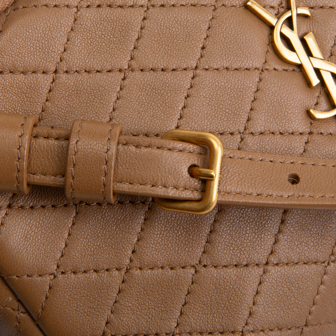 SAINT LAURENT Gaby Zipped Pouch Chain Mini - Dark Cork