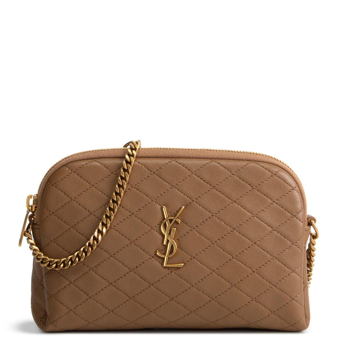 SAINT LAURENT Gaby Zipped Pouch Chain Mini - Dark Cork