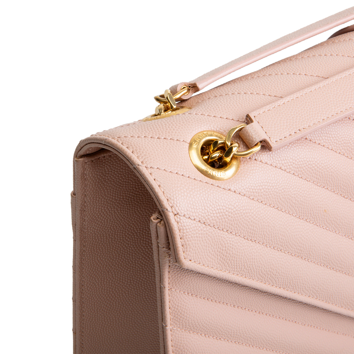 SAINT LAURENT Large Matelasse Monogram Envelope Bag - Peach/Pink