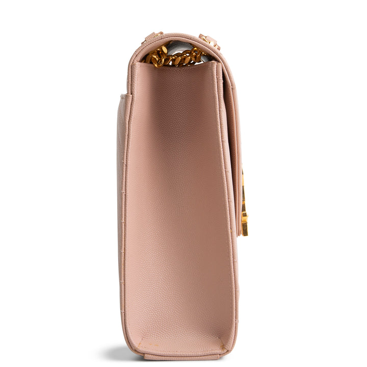 SAINT LAURENT Large Matelasse Monogram Envelope Bag - Peach/Pink