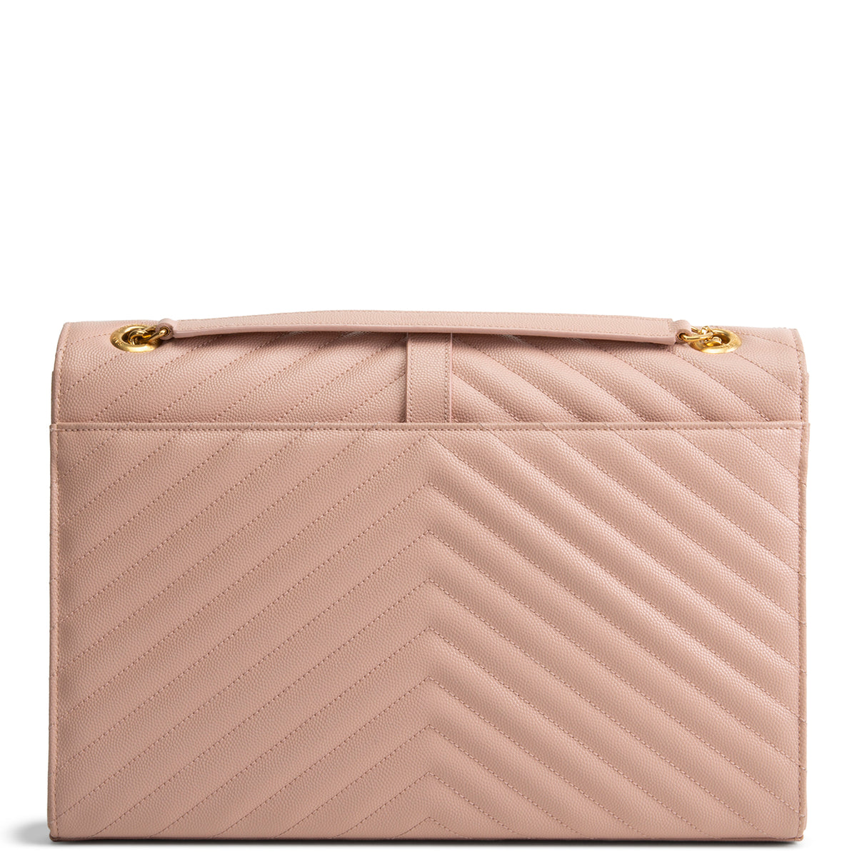 SAINT LAURENT Large Matelasse Monogram Envelope Bag - Peach/Pink