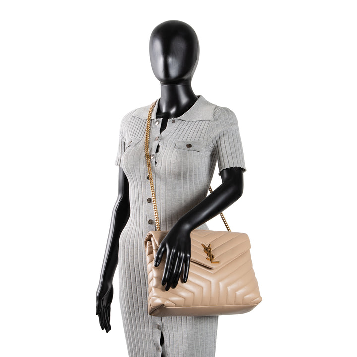SAINT LAURENT Medium Loulou Shoulder Bag - Dark Beige