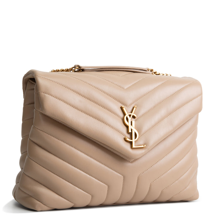 SAINT LAURENT Medium Loulou Shoulder Bag - Dark Beige
