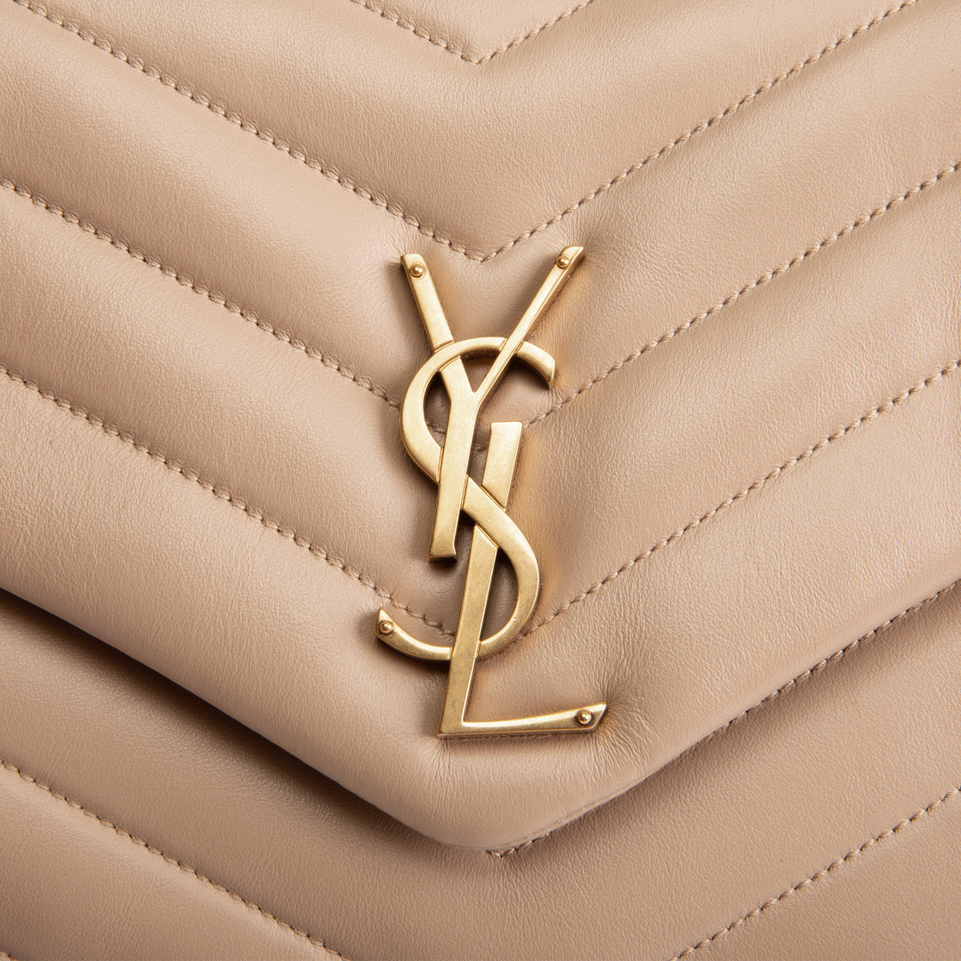 SAINT LAURENT Medium Loulou Shoulder Bag - Dark Beige