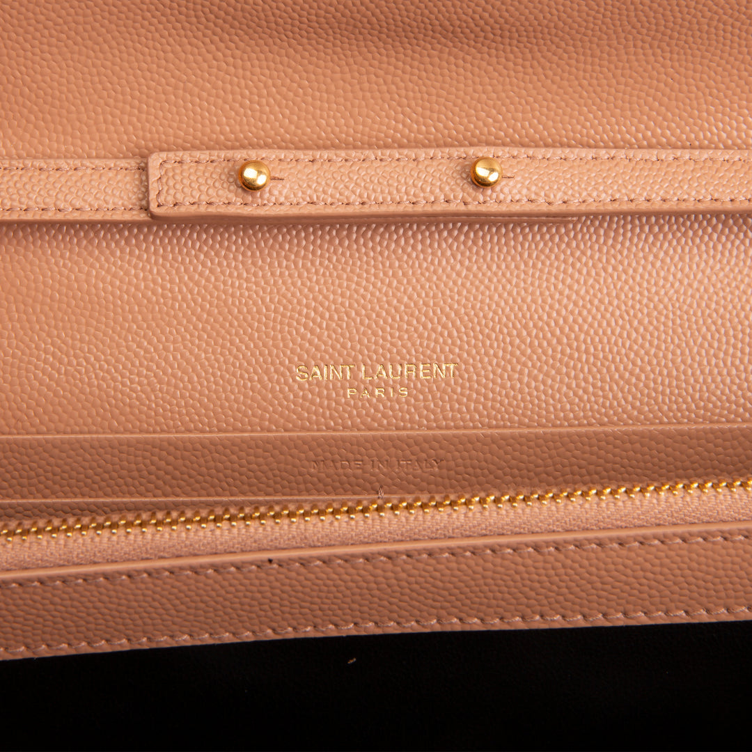 SAINT LAURENT Cassandre Envelope Wallet On Chain - Nude Peach