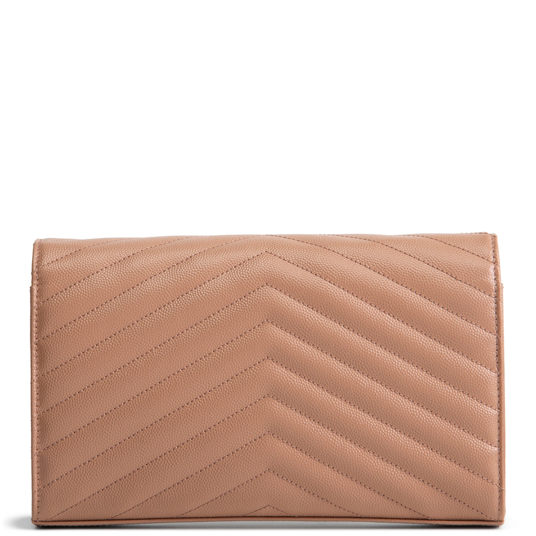 SAINT LAURENT Cassandre Envelope Wallet On Chain - Nude Peach
