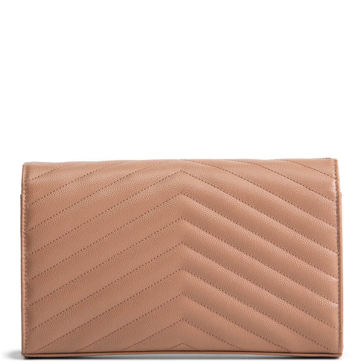 SAINT LAURENT Cassandre Envelope Wallet On Chain - Nude Peach