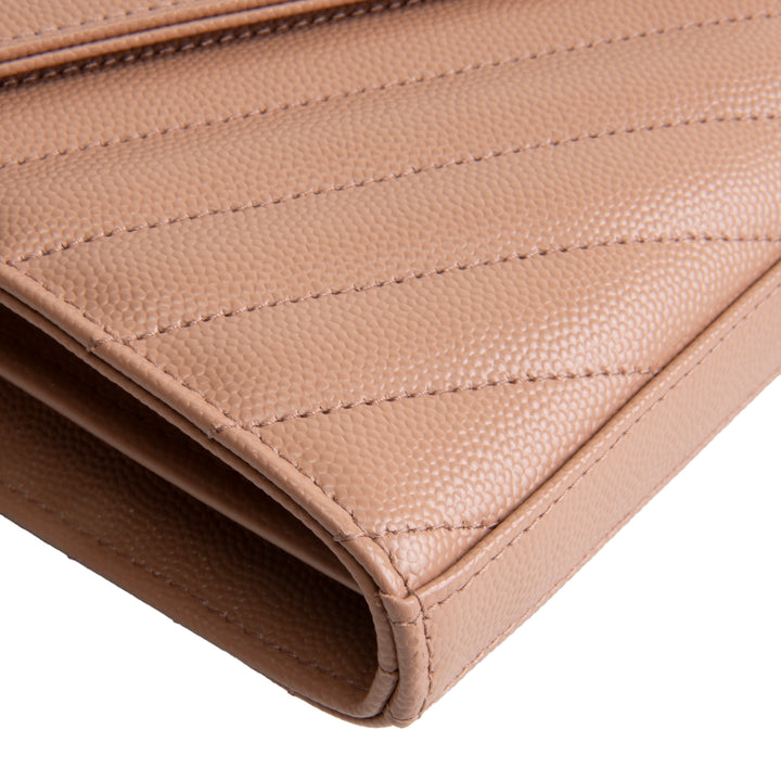 SAINT LAURENT Cassandre Envelope Wallet On Chain - Nude Peach