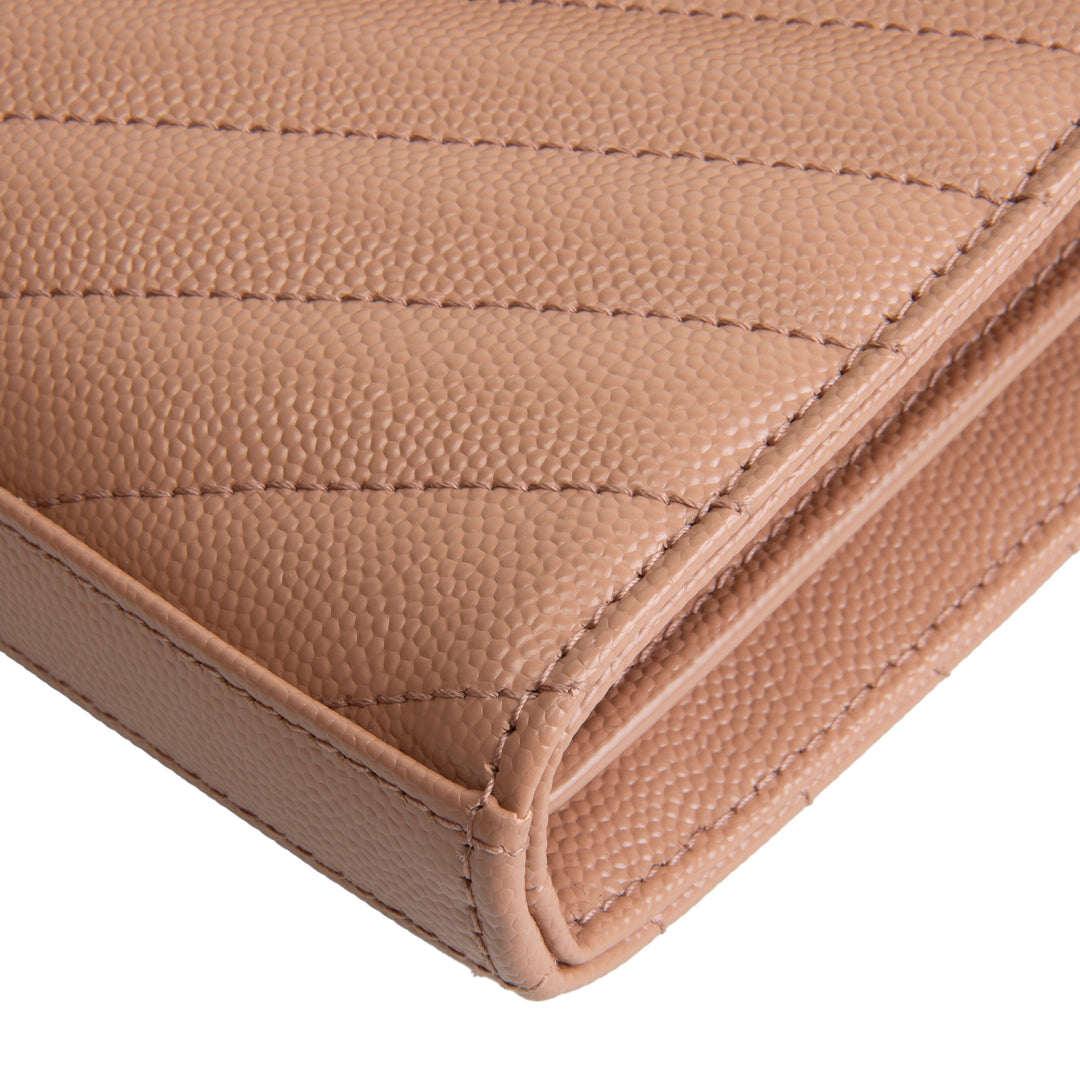 SAINT LAURENT Cassandre Envelope Wallet On Chain - Nude Peach