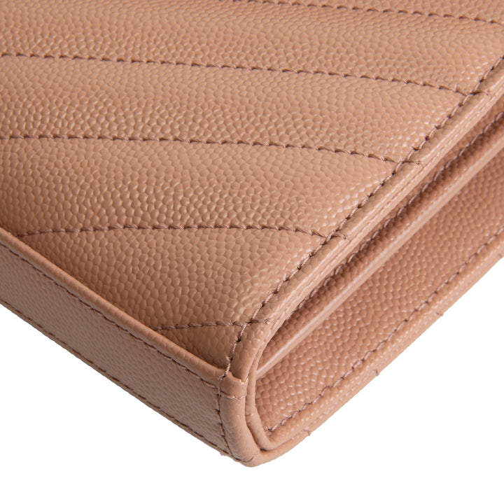 SAINT LAURENT Cassandre Envelope Wallet On Chain - Nude Peach