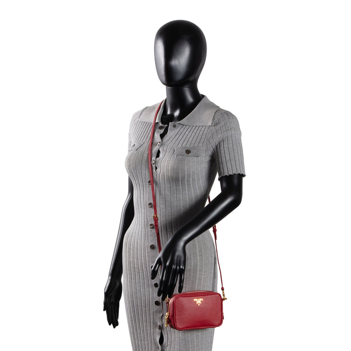 PRADA Saffiano Leather Mini Camera Bag