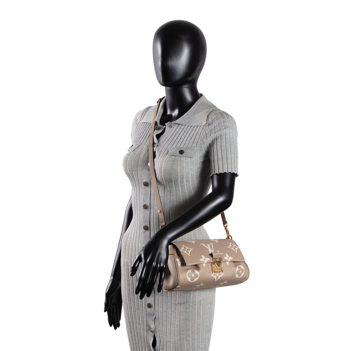 LOUIS VUITTON Bicolor Empreinte Favorite Shoulder Bag - Tourterelle Gray/Cream