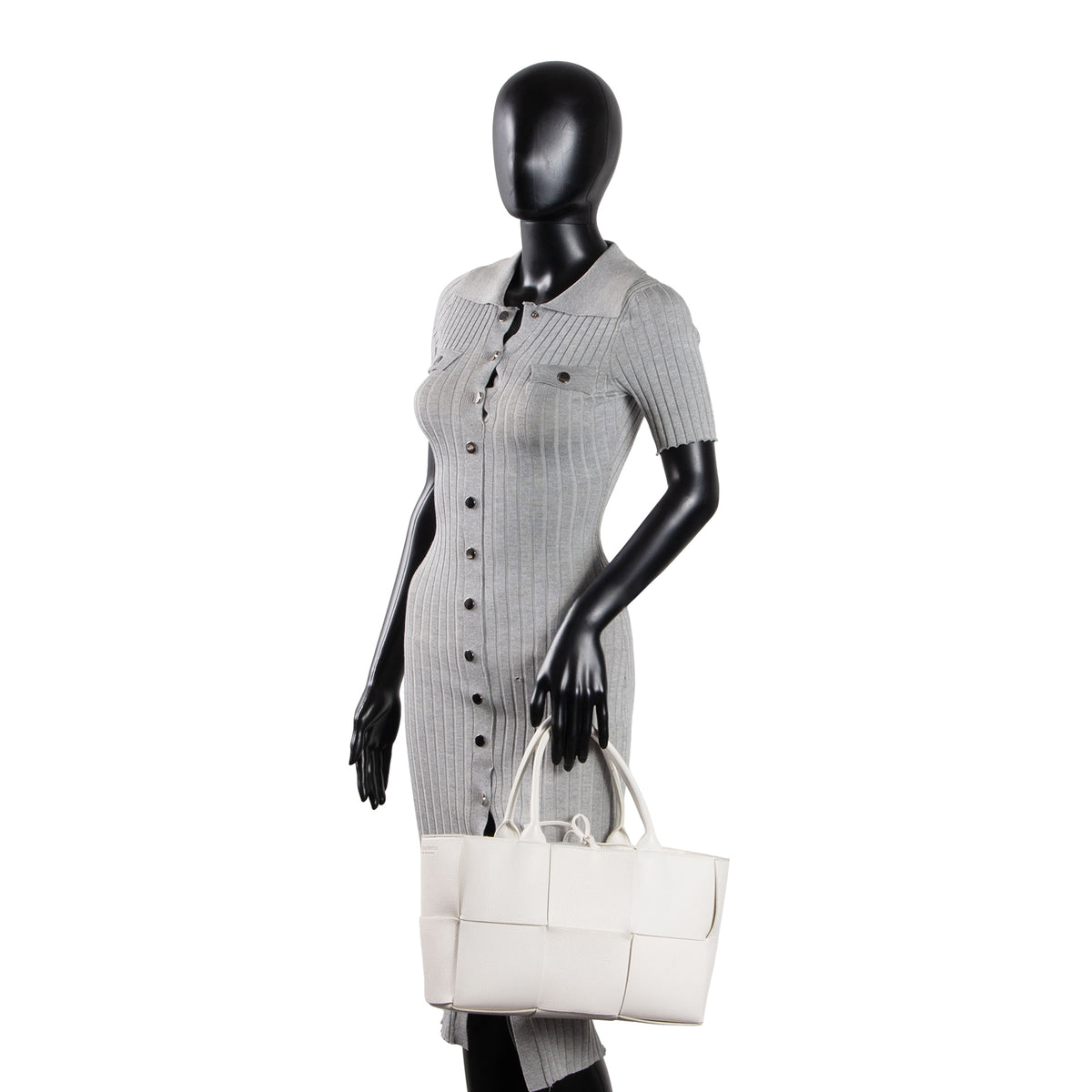 BOTTEGA VENETA Small Arco Maxi Intrecciato Tote - White