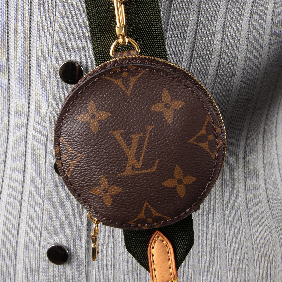 LOUIS VUITTON Monogram Multi Pochette Accessoires w/ Khaki & Pink Strap