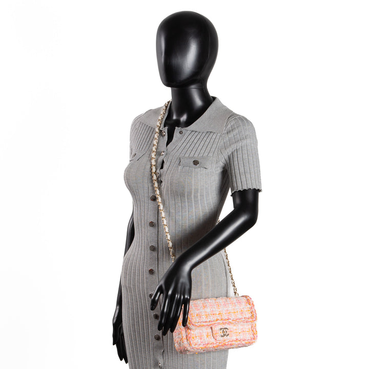 CHANEL Braided Tweed Mini Single Flap - Pink Multicolor