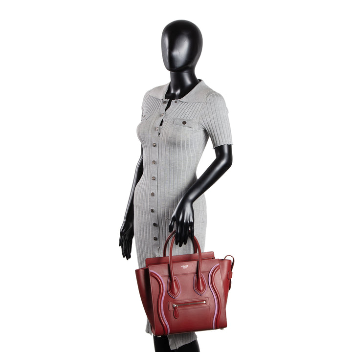 CELINE Leather Luggage Tote - Dark Red OUTLET FINAL SALE