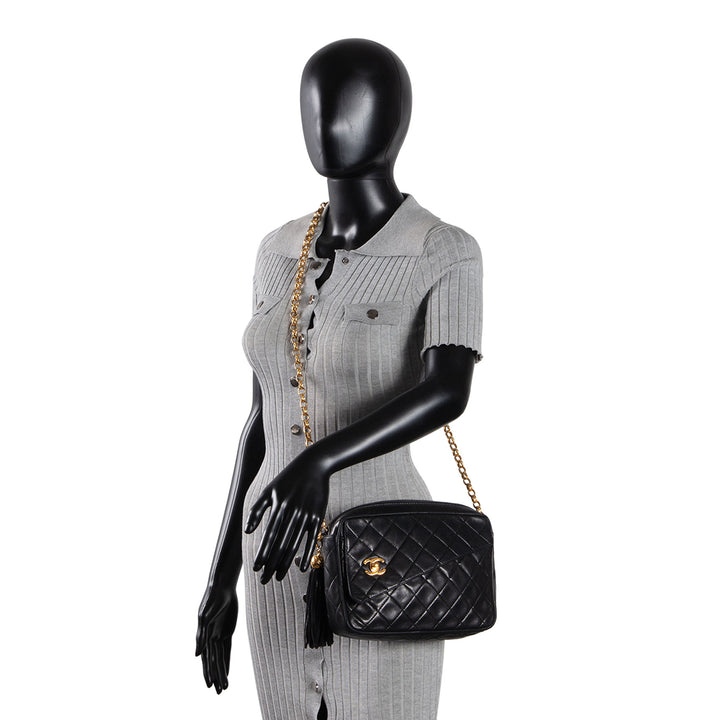 CHANEL Vintage Quilted Bijoux Camera Bag - Black