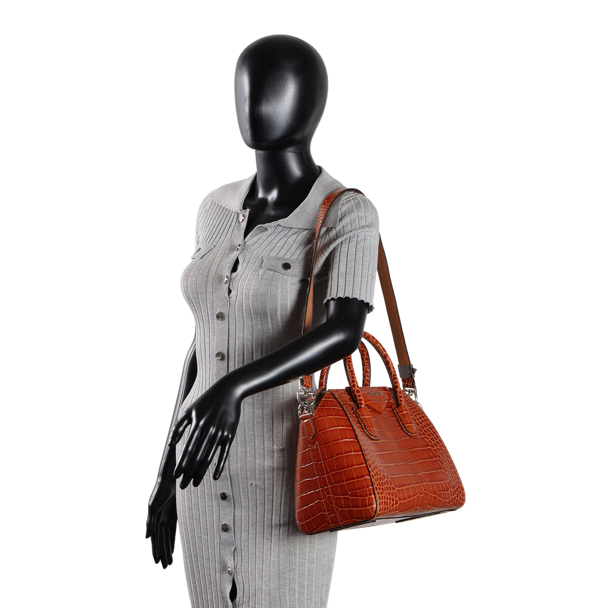 GIVENCHY Antigonia Crocodile Embossed - Small - Cognac