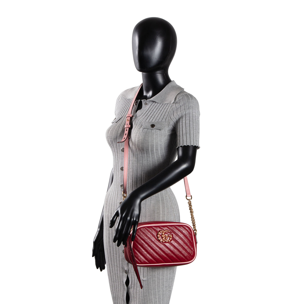 GUCCI GG Marmont Small Torchon Camera Bag - Azalea