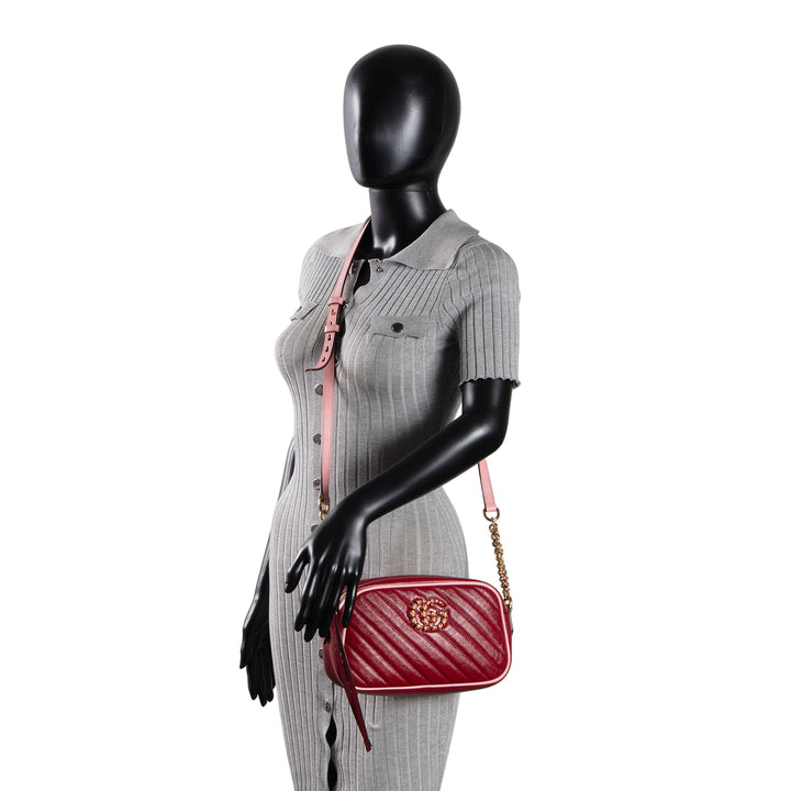 GUCCI GG Marmont Small Torchon Camera Bag - Azalea