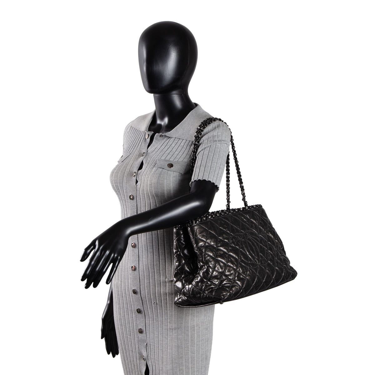 CHANEL Chain Me Tote - Dark Grey Quilted