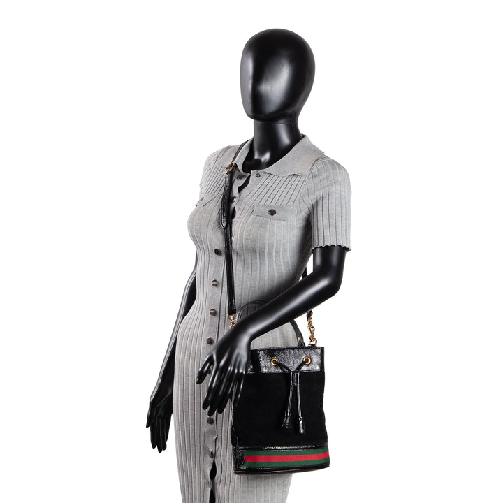 GUCCI Suede Ophidia Bucket Bag - Black