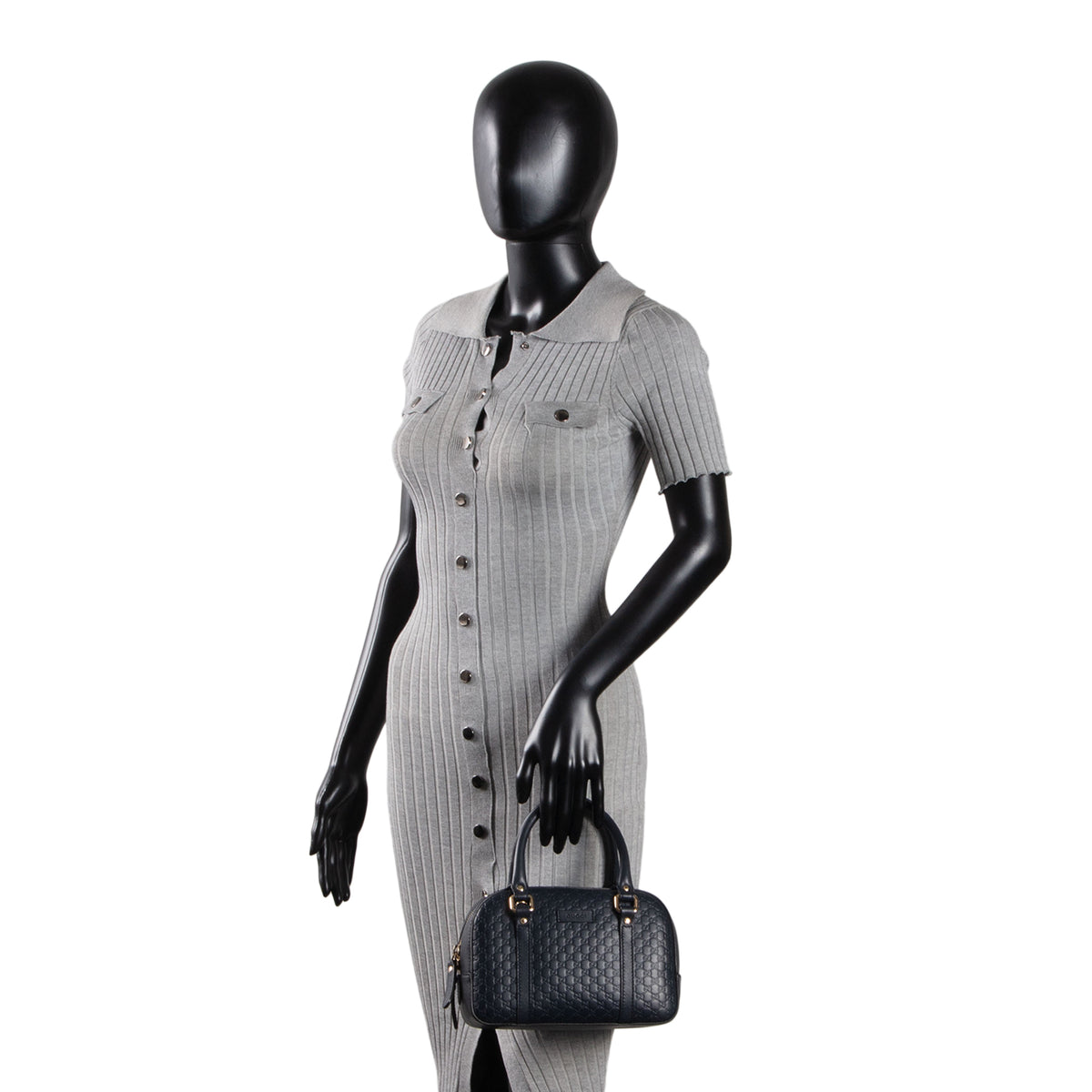 GUCCI Microguccicsima Bowler Satchel - Navy Blue