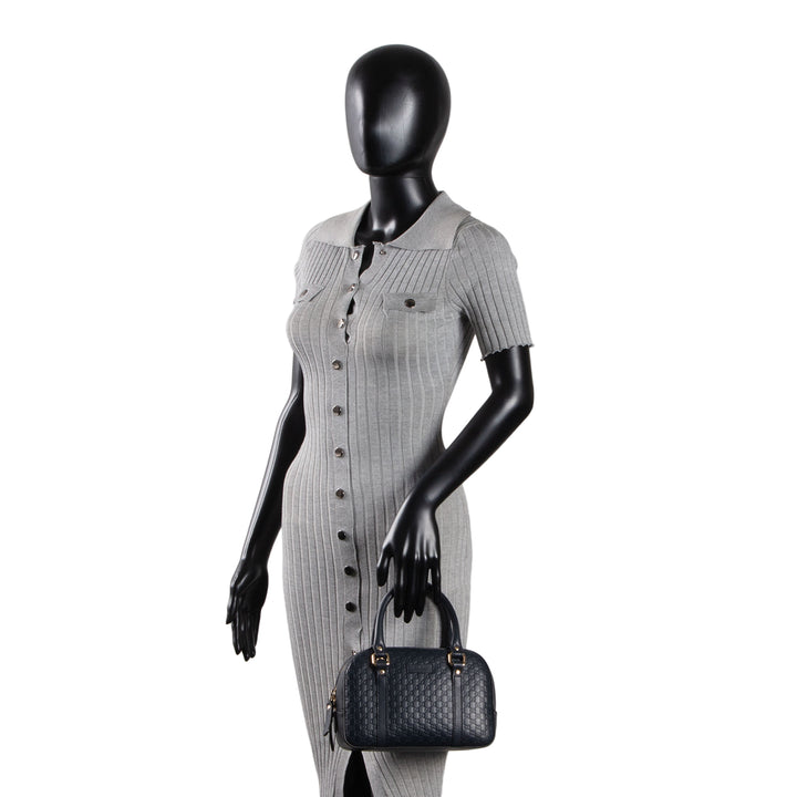 GUCCI Microguccicsima Bowler Satchel - Navy Blue