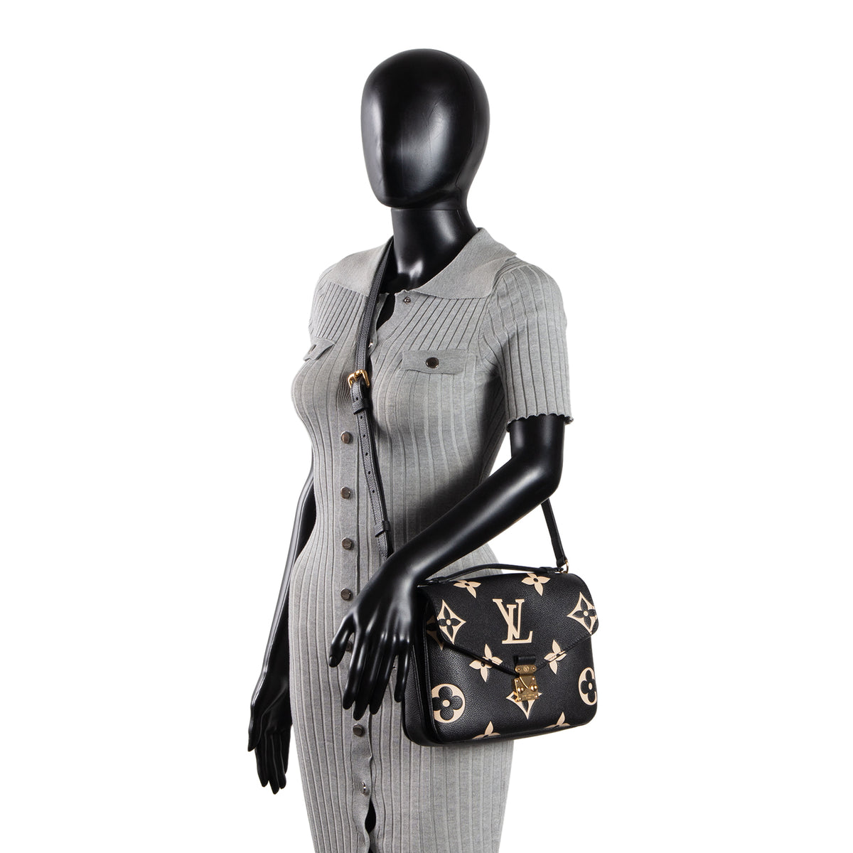 LOUIS VUITTON Bicolor Empreinte Pochette Metis - Black/Cream
