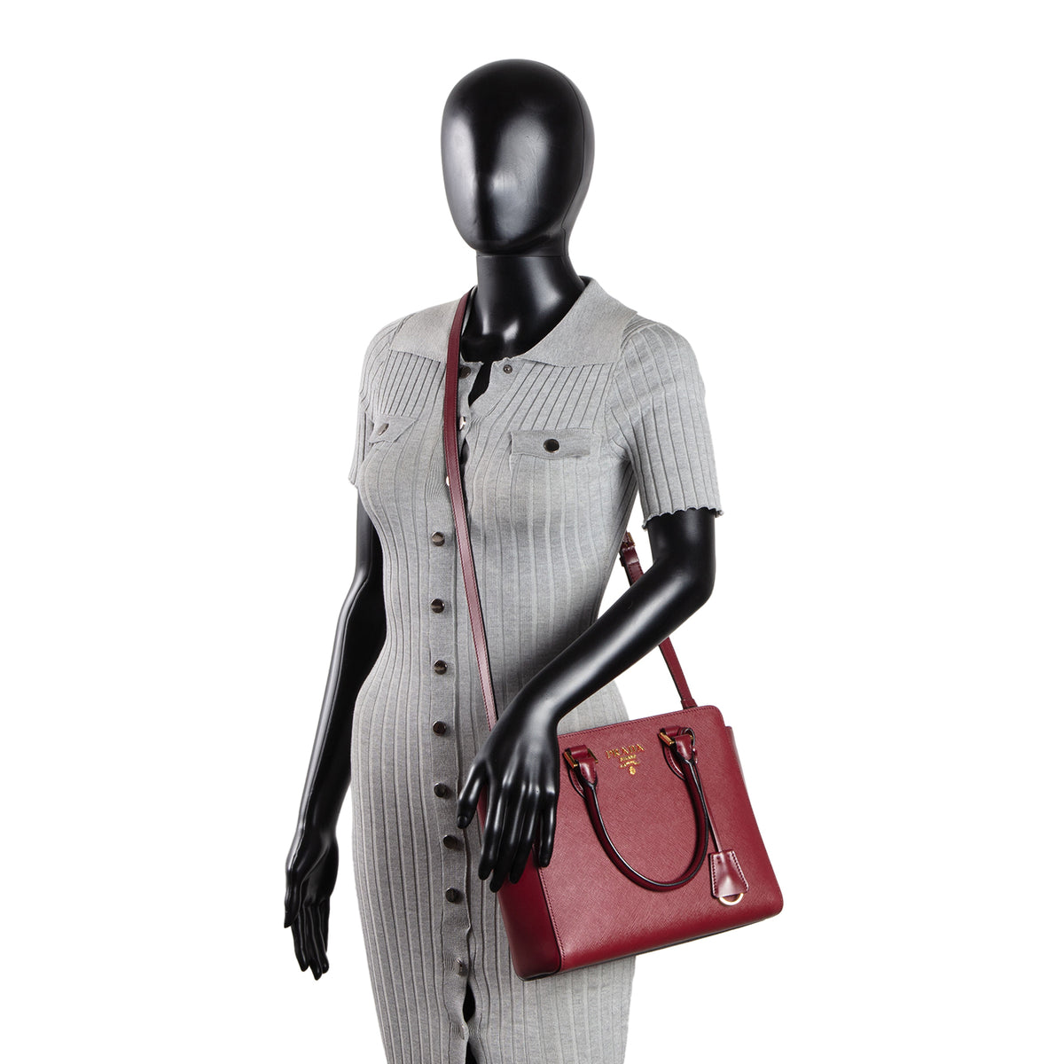 PRADA Saffiano Lux Satchel - Bordeaux