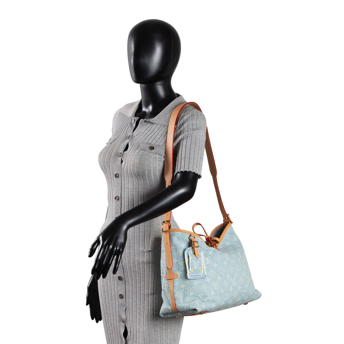 LOUIS VUITTON Monogram Denim Carryall PM w/ Pouch - Skyblue