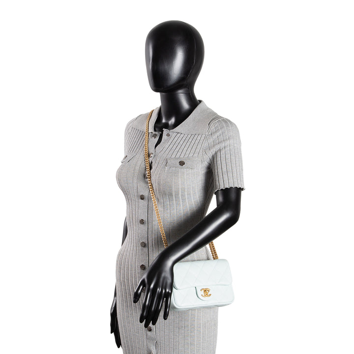 CHANEL Caviar Mini Sweetheart Crush Flap Bag - Light Blue